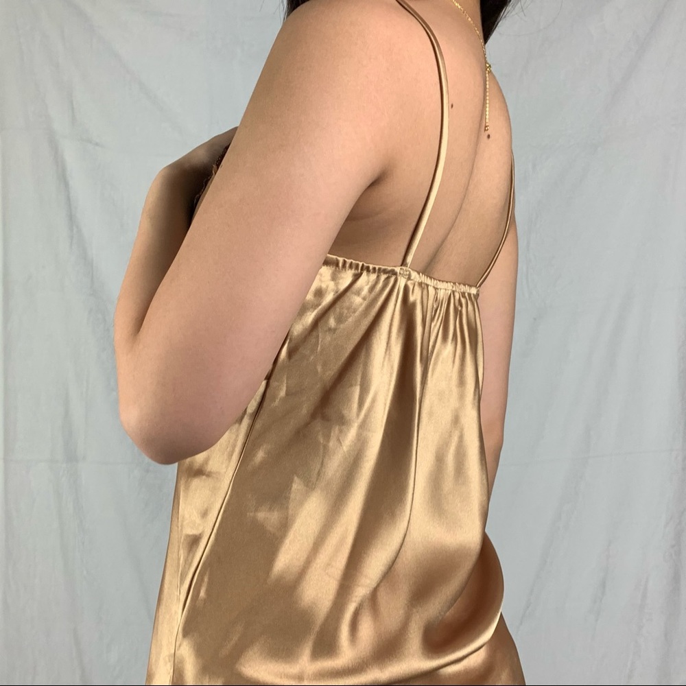 costa blanca small gold brown lace trim slip dress - Picture 8 of 14
